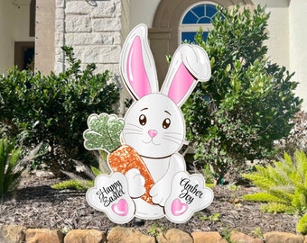 Easter Bunny Lawn Signs, Custom Easter Girl Rabbit Yard Sign, Easter Themed Cut Out, Easter Yard Signs, Easter Egg Hunt Decor, Bunny Cut Out