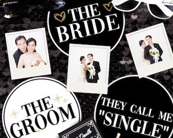 Wedding Photo Booth Prop Set, Marriage Props, Bridal Photo Booth Props, Photo Props for Photo Booth, Photo Booth Signs