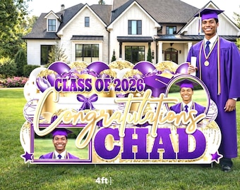 PERSONALIZED Graduation Sign: Black & Gold Graduation Party Decorations, Graduation Party Props, Graduation Yard Signs