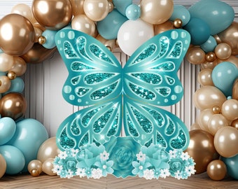 Butterfly Party Props, Teal Butterfly Themed Party Decor, Butterfly Backdrop Party Decor, Indoor Party Props, Giant Butterfly