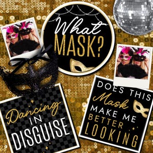 Masquerade Photo Booth Prop Set, Custom Photo Booth Props, 360 Photo Booth Props, Photo Booth signs
