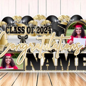 PERSONALIZED Graduation Sign: Black & Gold Graduation Party Decorations, Graduation Party Props, Graduation Yard Signs