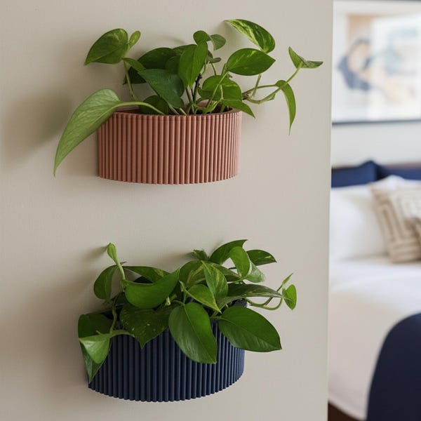 Ridged Wall Planter: Modern Home Decor, Removable Insert