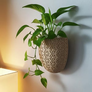 Pot mural - Combinaison de vases muraux avec motif fleur de vie géométrique sacrée, 14 couleurs