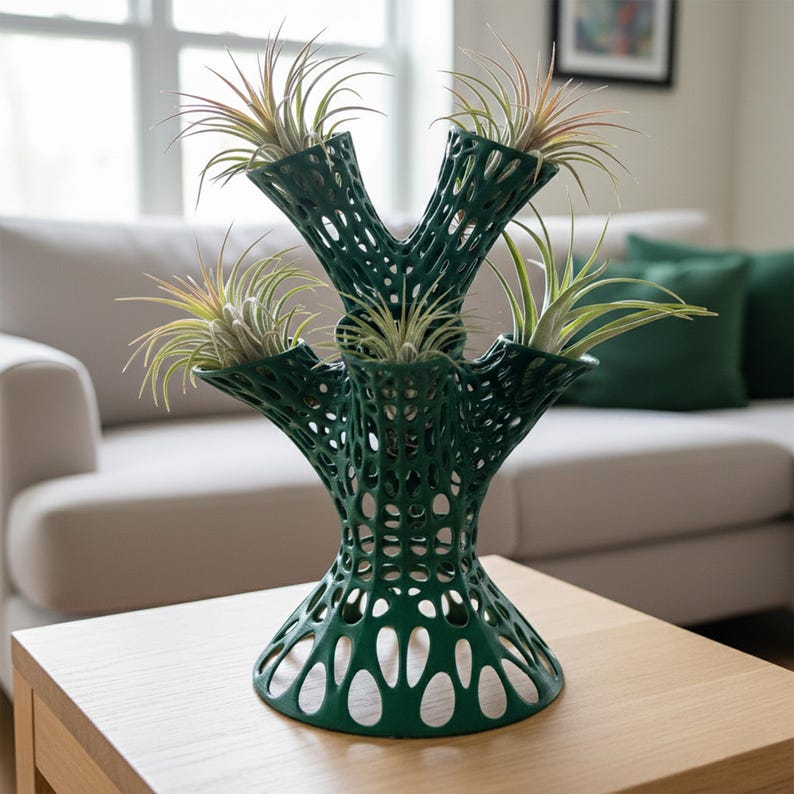 Soporte para plantas de aire Voronoi: moderno expositor para 6 plantas imagen 2