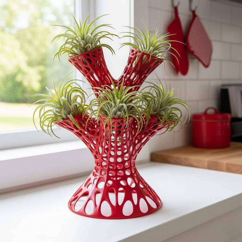 Soporte para plantas de aire Voronoi: moderno expositor para 6 plantas imagen 5