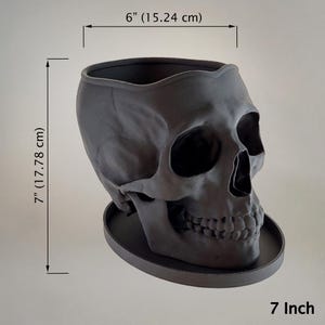 Skull Planter with Drainage & Saucer - 4 Sizes, 14 Colors, Unique Macabre Home Decor image 15