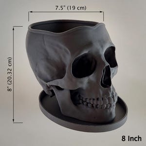 Skull Planter with Drainage & Saucer - 4 Sizes, 14 Colors, Unique Macabre Home Decor image 14