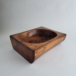 Wood Bowl Solid Oak For Rustic Home Decor - Medium Half Log (free felt pads included)