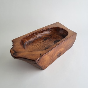 Wood Bowl Solid Oak For Rustic Home Decor - Small Half Log (free felt pads included)