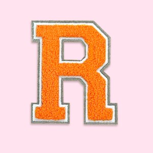 Large Grey & Orange Chenille Varsity Patch