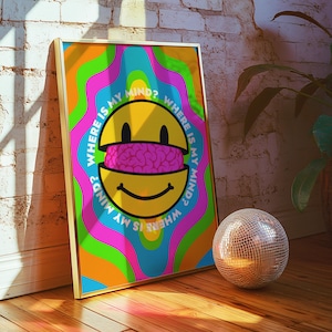 Where Is My Mind? Pixies Inspired Print Trippy Funky Retro Prints Wall Art Home Decor