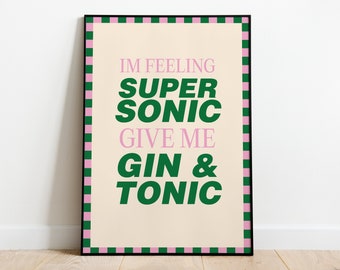 Oasis Supersonic Print / Gin and Tonic / Rock Print / Indie Print / Retro Funky Home Decor Wall Art/ 90s / 90s Print / 00s