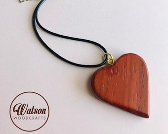 Valentines Gift, Exotic Wood Heart Pendant, Pendant Necklace