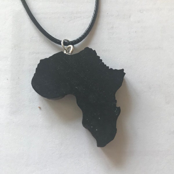 Africa Pendant Necklace, Handcrafted in the USA from Ebony wood