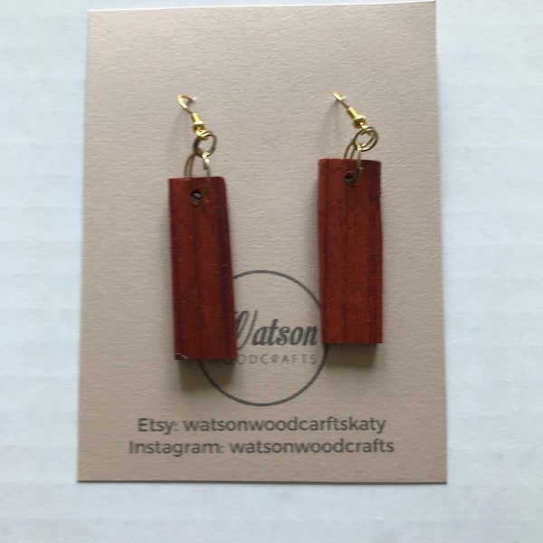 Wooden Earrings, Exotic Wood, Linear Shaped, handcrafted in the USA