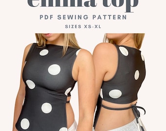 Tie back top sewing pattern | PDF top sewing pattern | beginner sewing pattern