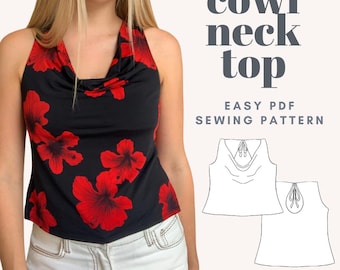 PDF Cowl Neck Top Sewing Pattern | XS-XL | Beginner Sewing Pattern | Detailed Instructions | Easy Sewing Pattern