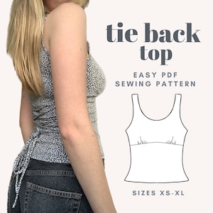 Tie Back Top Sewing Pattern | XS-XL | Easy Top Sewing Pattern | Cute Sewing Pattern | Cami Sewing Pattern | Beginners Sewing Pattern | PDF