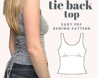 Tie Back Top Sewing Pattern | XS-XL | Easy Top Sewing Pattern | Cute Sewing Pattern | Cami Sewing Pattern | Beginners Sewing Pattern | PDF
