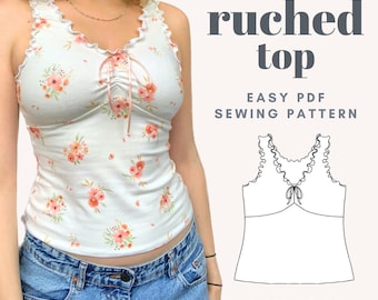 Ruched Top Sewing Pattern | XS-XL | Cami Sewing Pattern | Easy Sewing Pattern | Womens Sewing Pattern | Summer Sewing Pattern