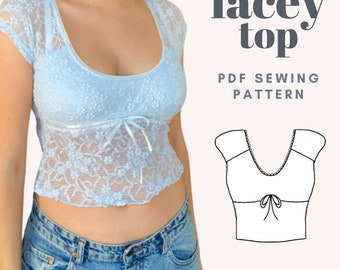 Top Sewing Pattern | Lace Top Sewing Pattern | Beginner Sewing Pattern | Easy Sewing Pattern | Sewing Pattern Women's | Sewing Pattern PDF
