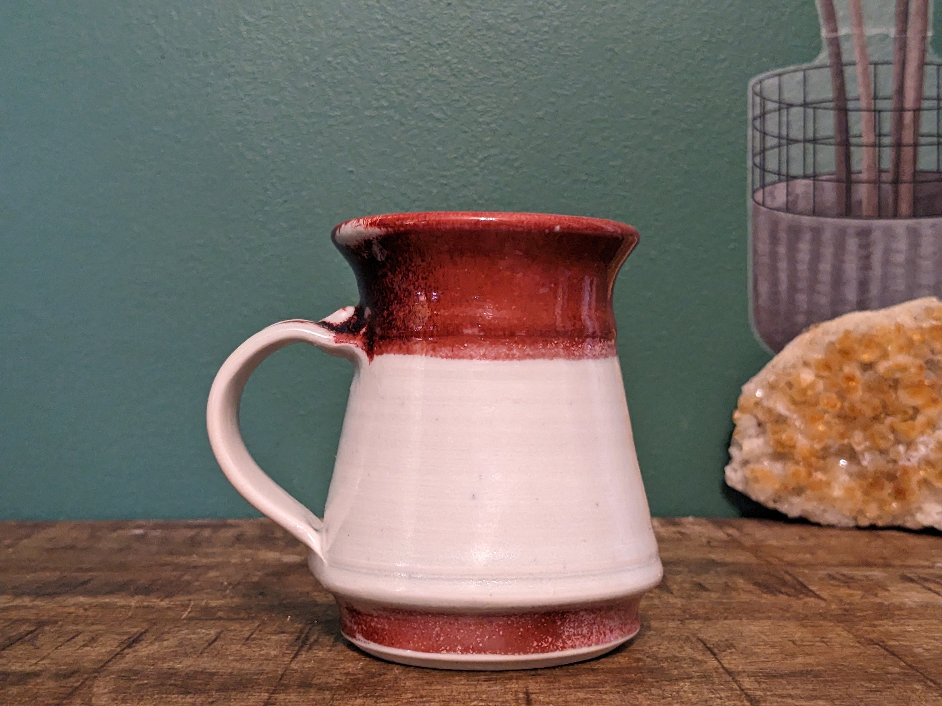 Vintage Georgia Ceramic No-spill Mug, Cream Crackle Glaze 