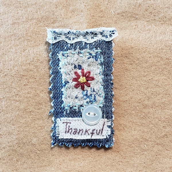 Handmade embroidered boho brooch