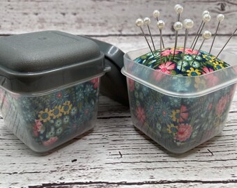 Mini Travel Pincushion in Container – Portable Sewing Accessory, Quilting Gift, Pin Holder for On-the-Go Sewing & Craft Projects
