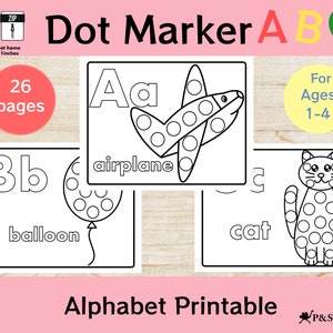 Dot Marker Printable, ABC Coloring Pages, Alphabet Preschool, Activities for Toddlers, Homeschool Printable, Activity for Kids