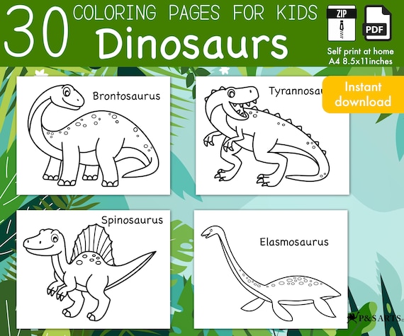30 Dinosaurs Simple and Jumbo Printable Coloring Pages for - Etsy