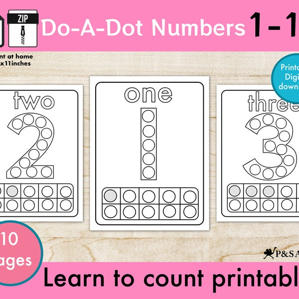 Do-A-Dot Numbers 1-10 Printable, Activity Preschool, kindergarten. Learning to Count.