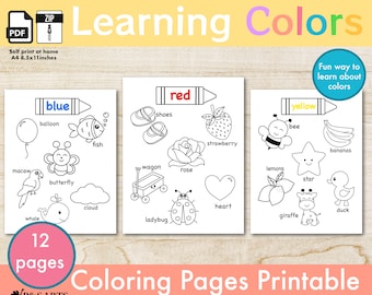 Learning Colors, Preschool Activities, Kids, Toddler, Fine Motors, Homeschool Printable, Coloring Pages.