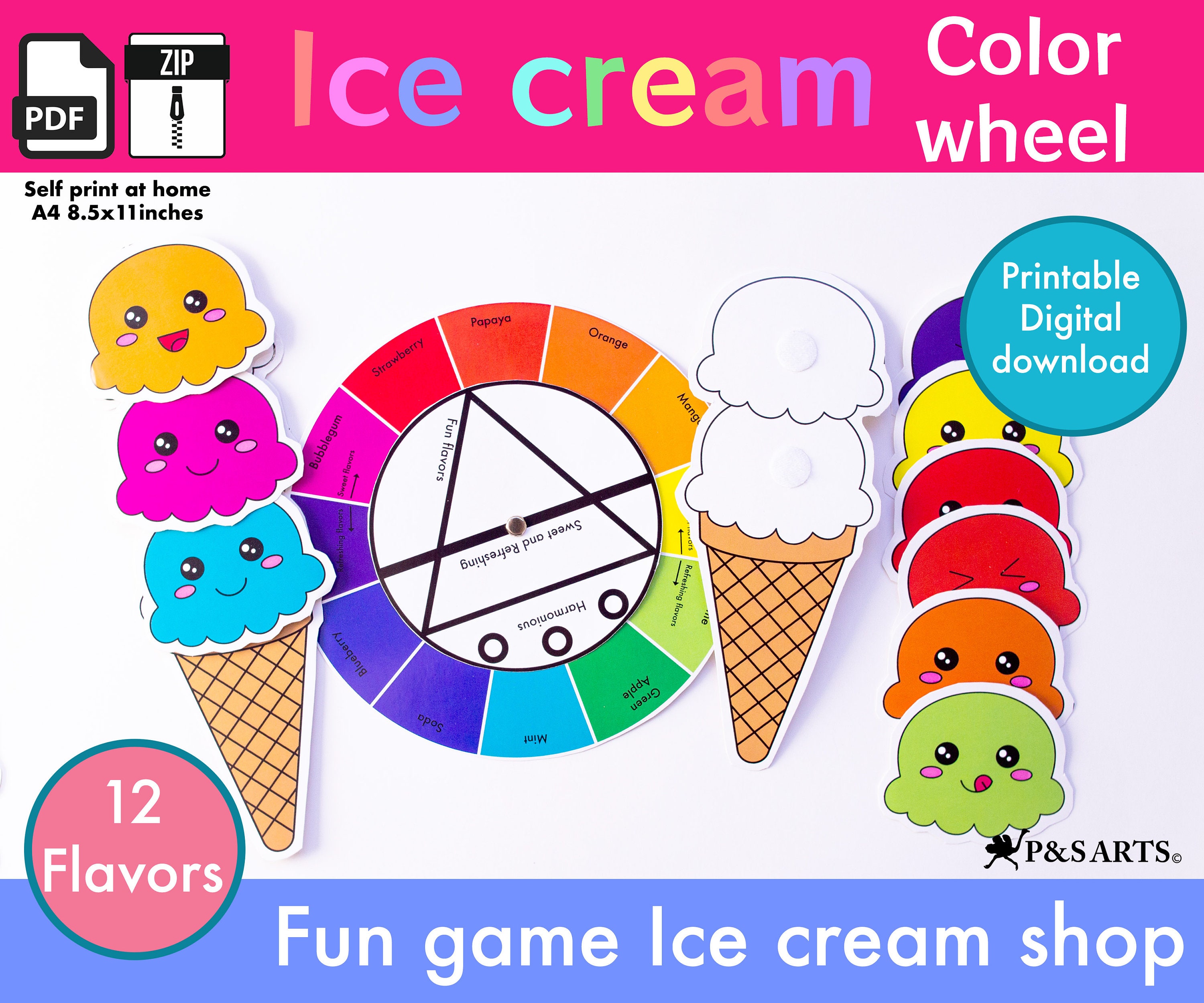 Ice Cream Color Wheel for Kids, Color Combinations Made Fun and Easy