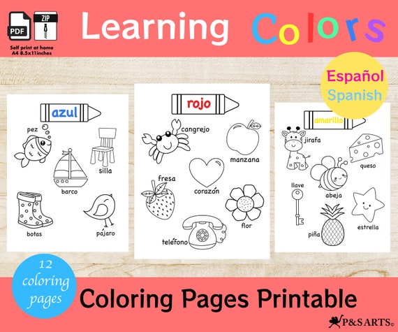 Learning Colors, Preschool Activities, Kids, Toddler, Fine Motors, Homeschool Printable, Coloring Pages, Spanish Printable. En Español.