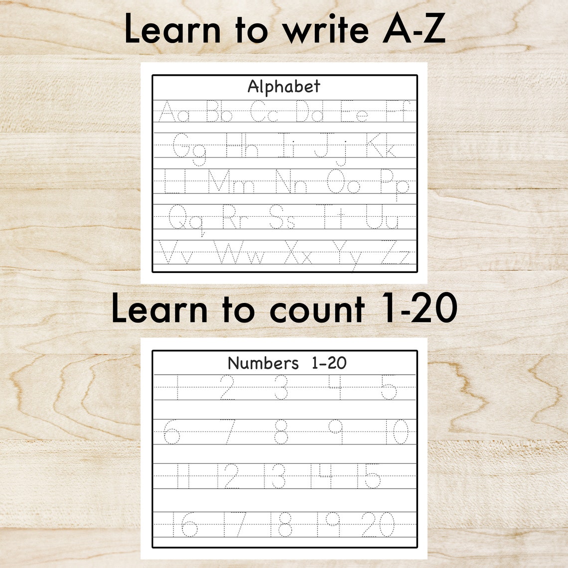 Alphabet and Numbers Printable, Tracing Worksheet, Practice Handwriting ...