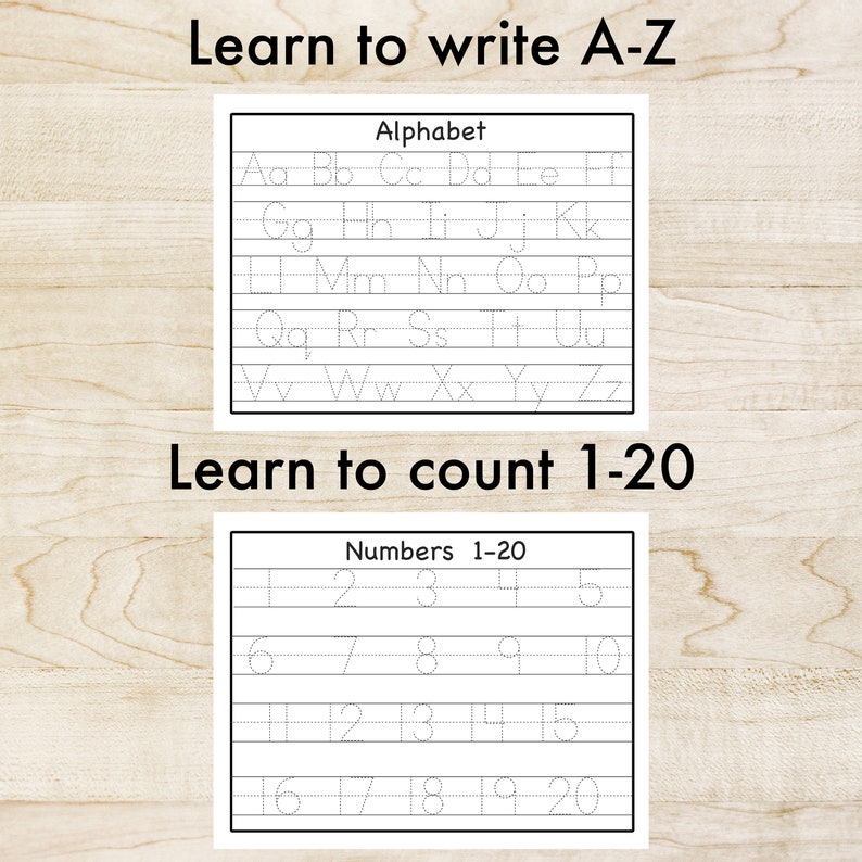 Alphabet and Numbers Printable, Tracing Worksheet, Practice Handwriting ...