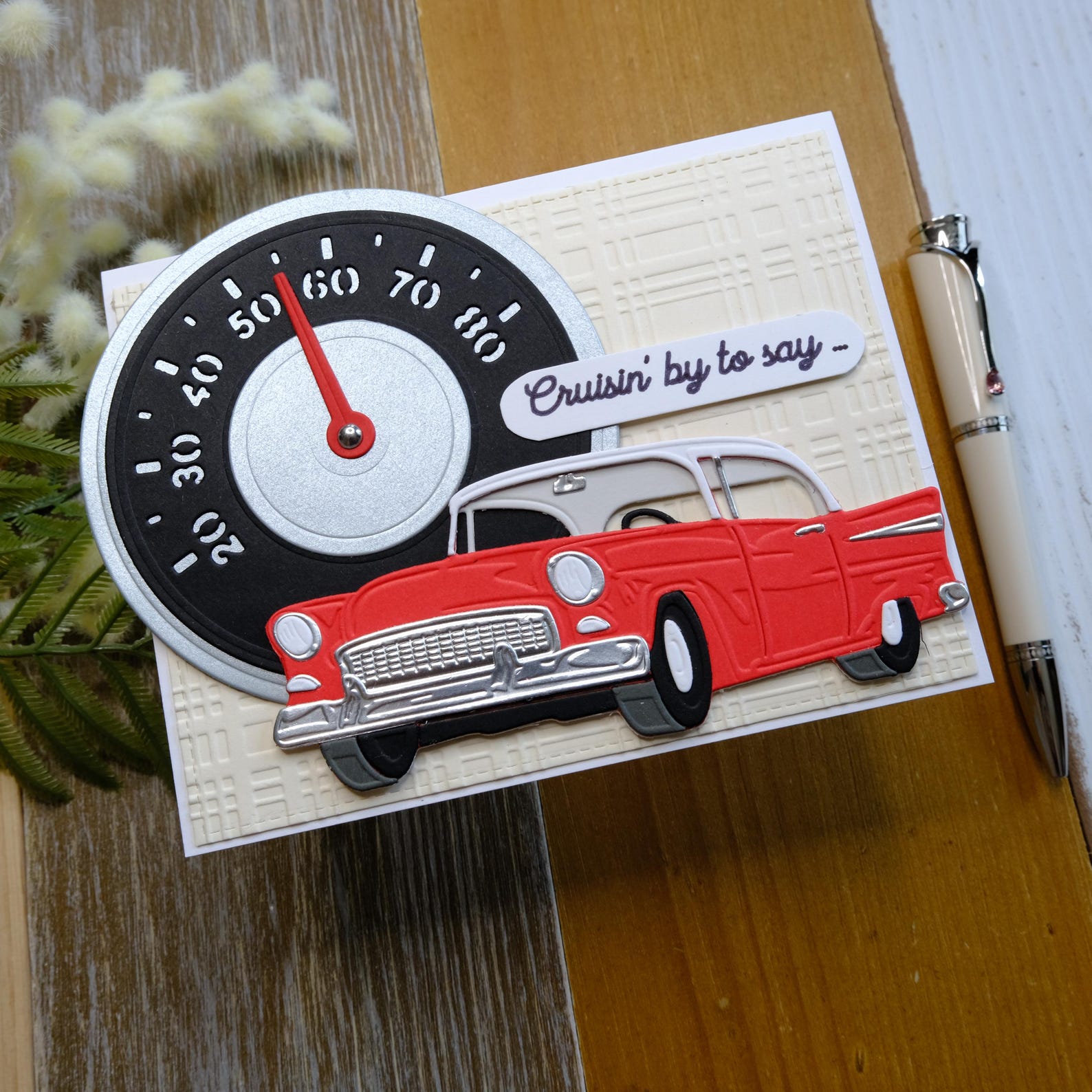 Handmade Red Classic Car Card: Vintage Speedometer Birthday - Etsy