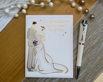 To The New Mr & Mrs Wedding Card; Wedding Celebration Card for the Happy Couple; Watercolored Wedding Celebration Card