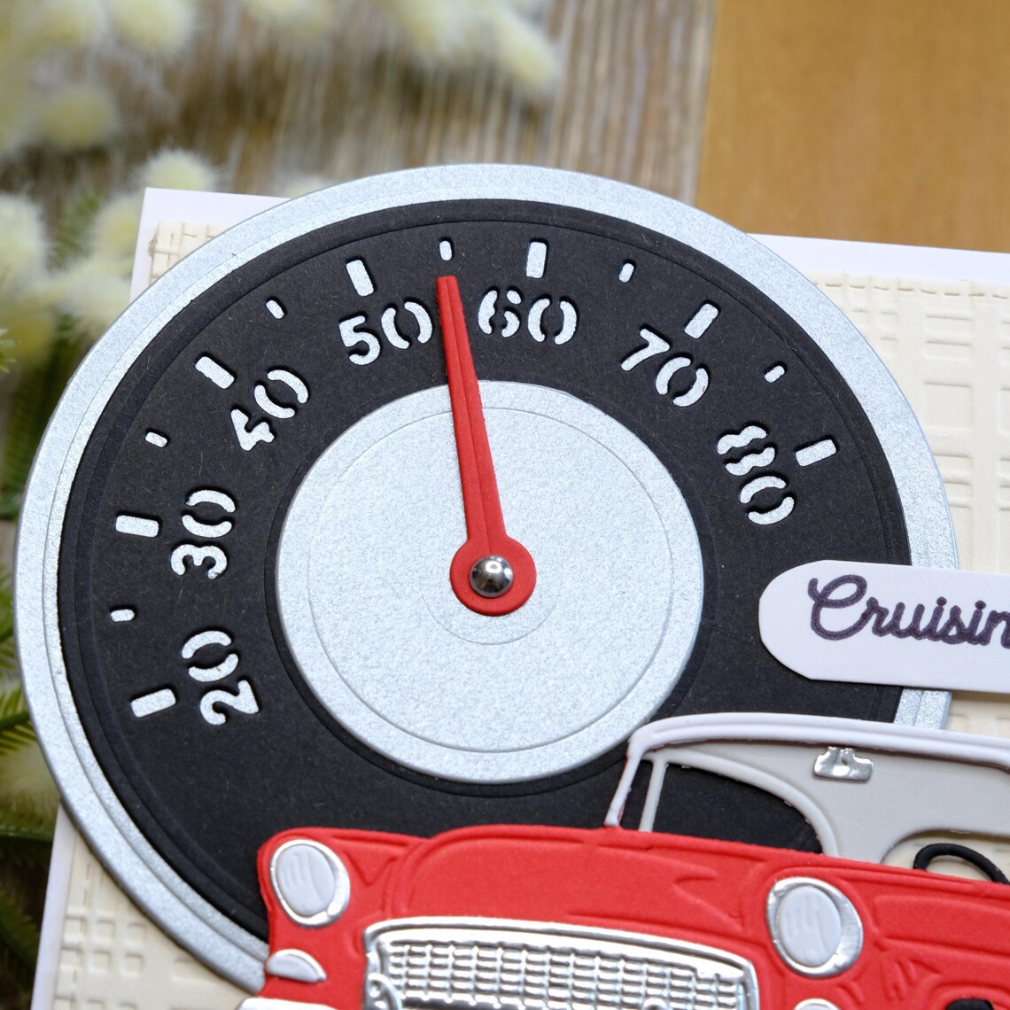 Handmade Red Classic Car Card: Vintage Speedometer Birthday - Etsy