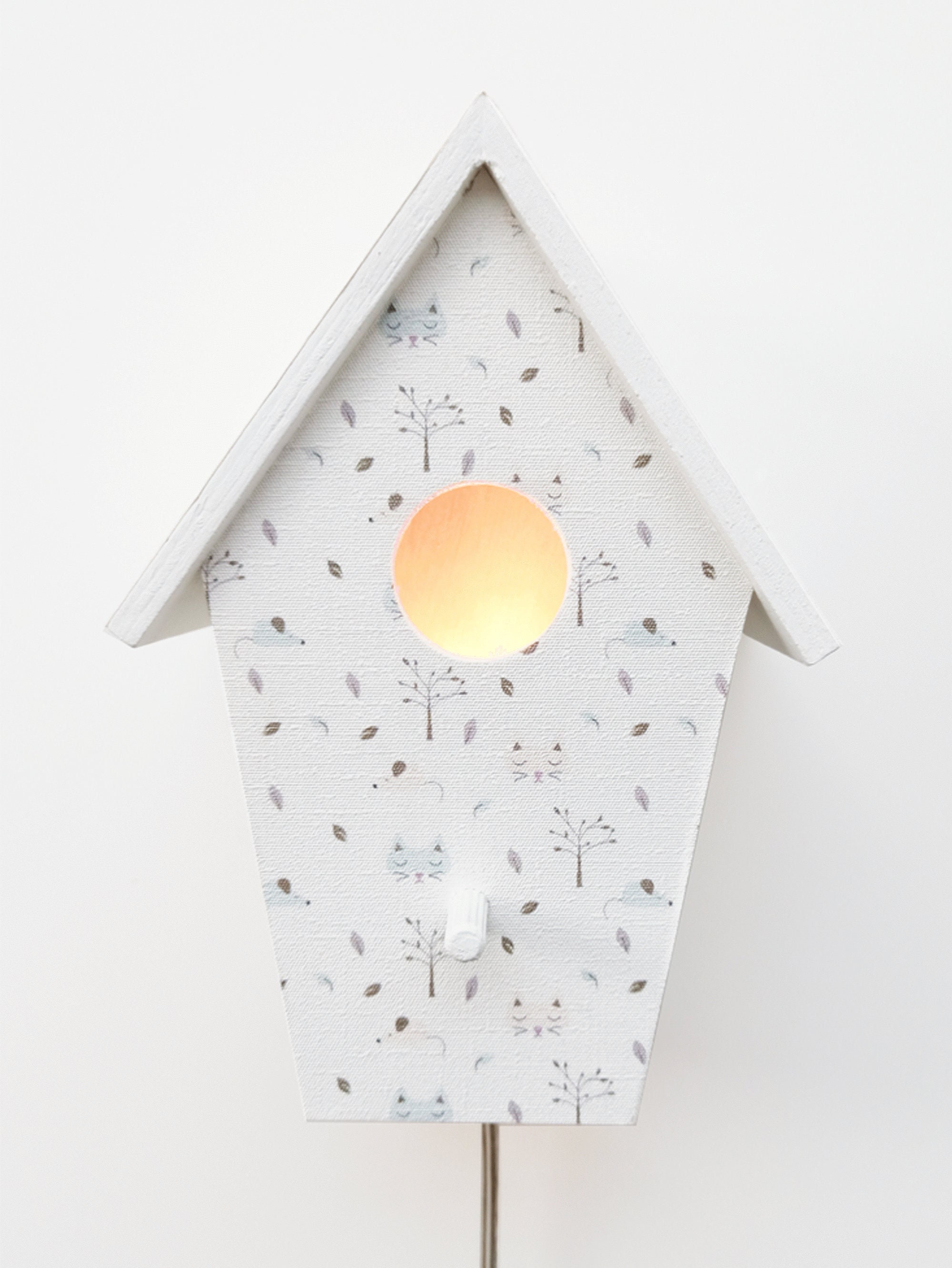 Intrekking Vleugels Installatie Wandlamp voor kinderen in de vorm van een vogelhuisje met - Etsy België