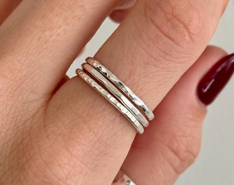 3 x 1.5mm Recycled Sterling Silver Stacking Ring Set | Handmade Solid 925 Silver Stackable Ring | Simple Silver Ring | Plain Silver Ring Set