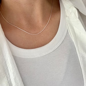 Recycled 925 Sterling Silver 0.9mm Snake Necklace Chain | 16 18 20 22 24 inches | Silver Chain for Pendant | Simple Silver Necklace