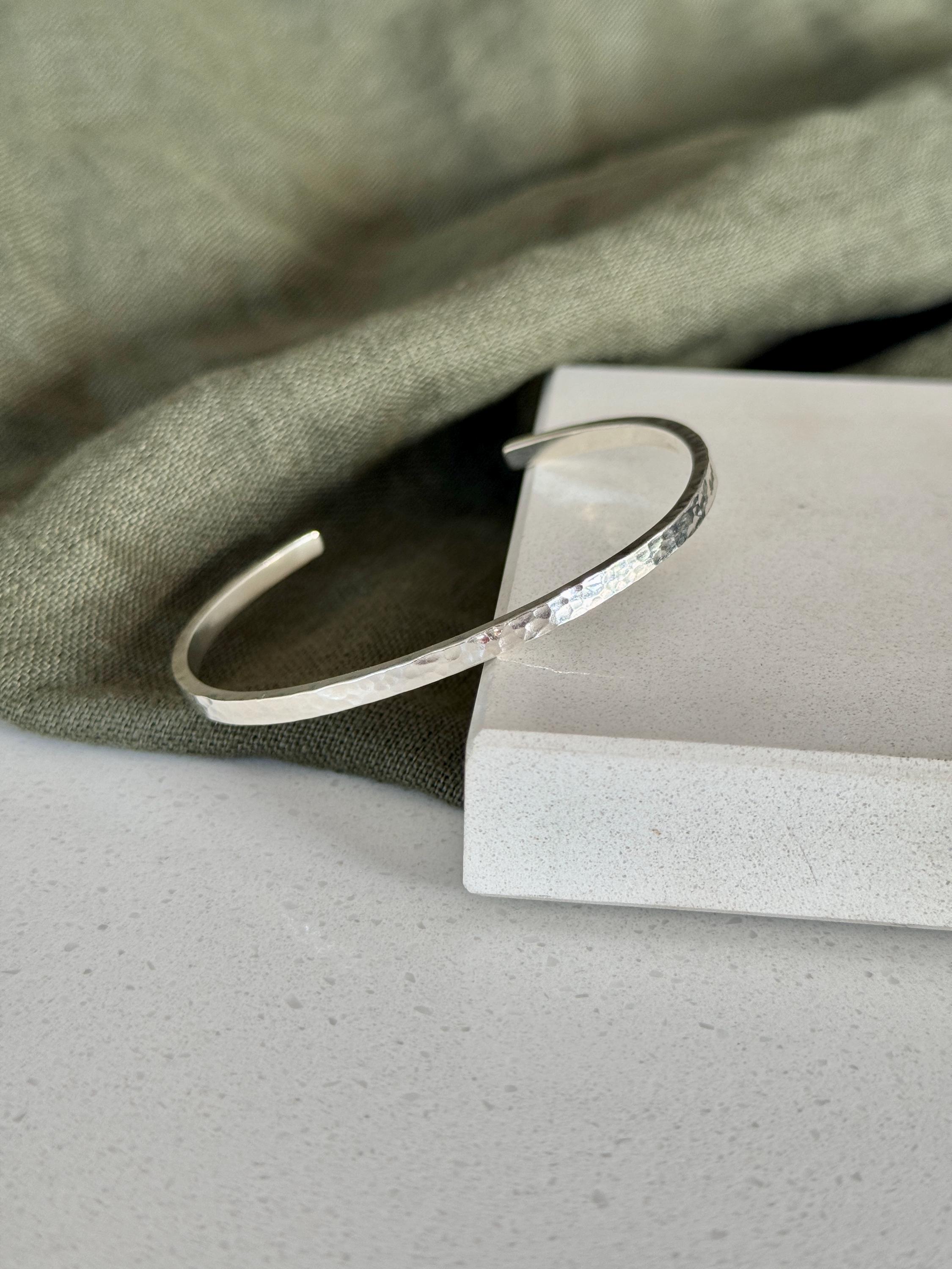 Mini Hammered Skinny Silver Cuff | Recycled 925 Sterling Silver