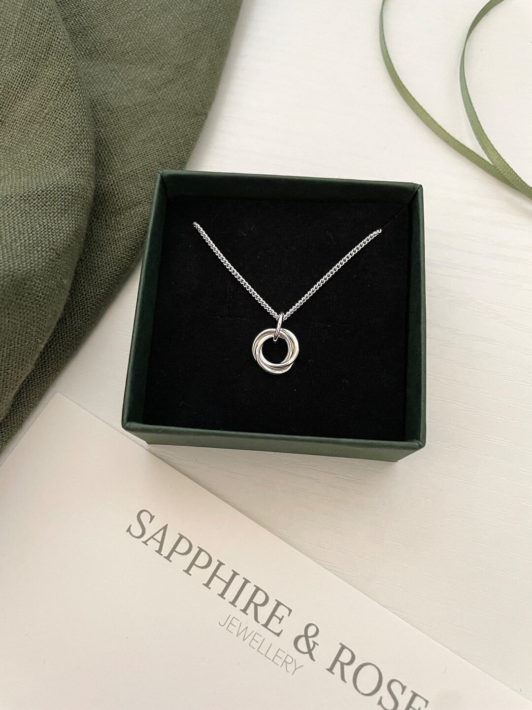 Dainty Recycled Silver Interlinked Circles Necklace | Three Silver ...