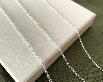 Recycled 925 Sterling Silver Trace Necklace Chain | 16 18 20 22 24 26 28 30 inch | Silver Chain for Pendant | Simple Silver Necklace UK