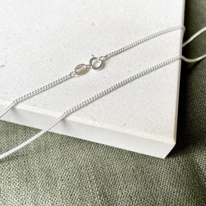 Recycled 925 Sterling Silver 1.5mm Curb Necklace Chain | 16 18 20 22 24 26 28 30 inch | Silver Chain for Pendant | Simple Silver Necklace UK