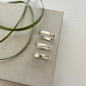 Flat Hammered Silver Stacking Ring 3mm | Recycled Sterling 925 Silver | Simple Silver Ring | Band | Handmade Minimalist Stackable Ring
