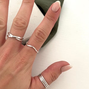 Silver Wave Ring | Recycled Sterling 925 Silver | Handmade Solid Silver Ring | Small Simple Minimalist Ring | Hammered Silver Ripple Ring