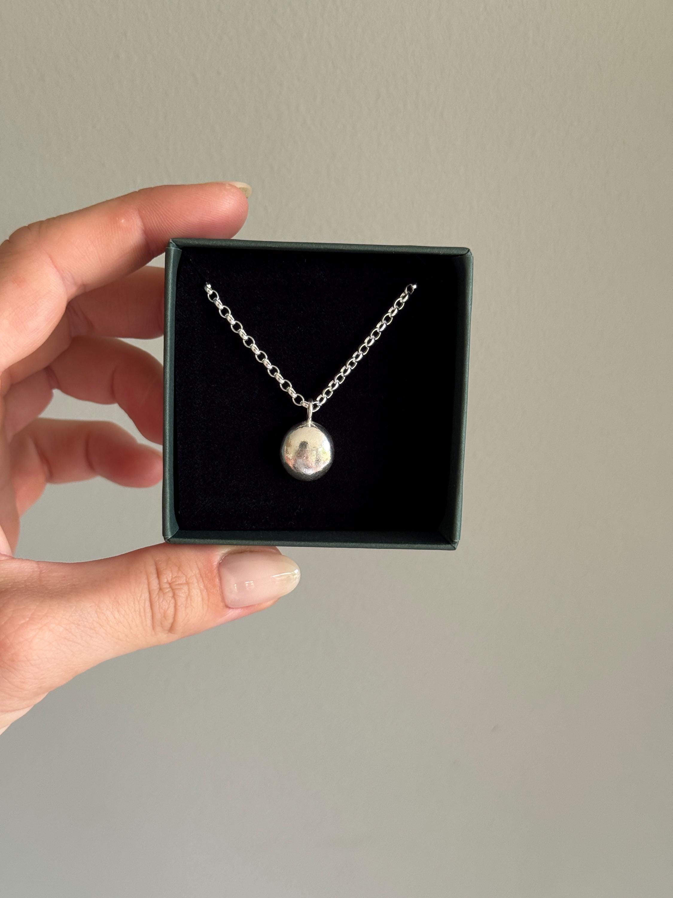Organic Silver Pendant Necklace | Molten Pebble Necklace | Recycled ...